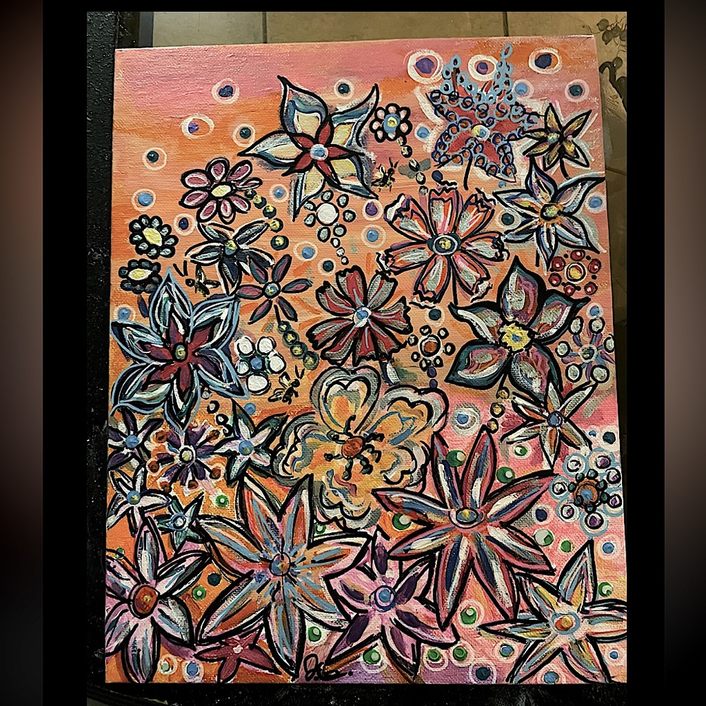 Acrylic paint on canvas board . Self taught artist making original artwork.
